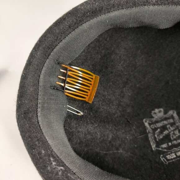 Vintage Glenover Retro 60s Cabaret Glam Chic Single Feather Lady Velour Hat - Picture 8 of 10